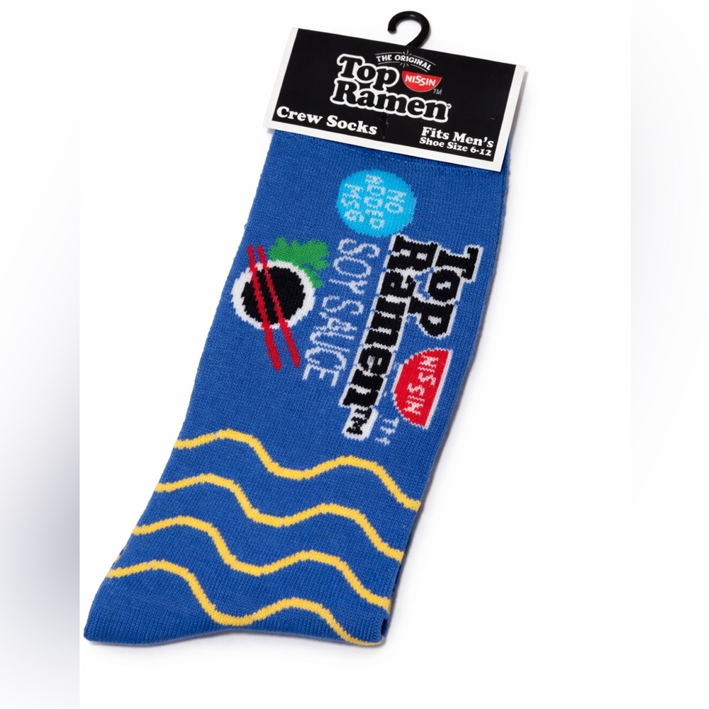 Nissin Top Ramen‎ Soy Sauce Crew Socks Blue Men’s Size 6–12 New